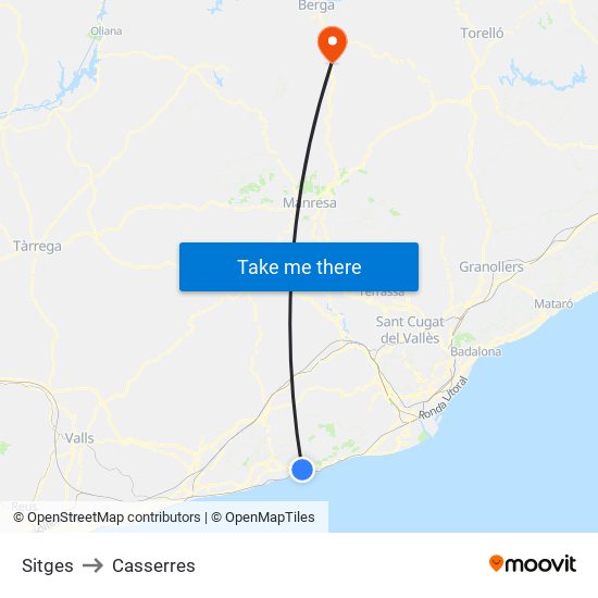 Sitges to Casserres map