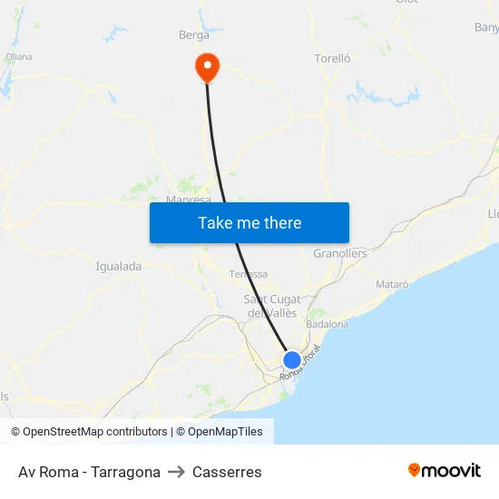 Av Roma - Tarragona to Casserres map