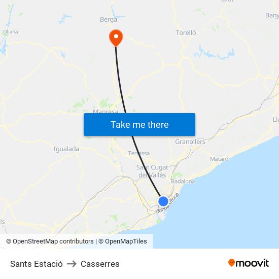 Sants Estació to Casserres map