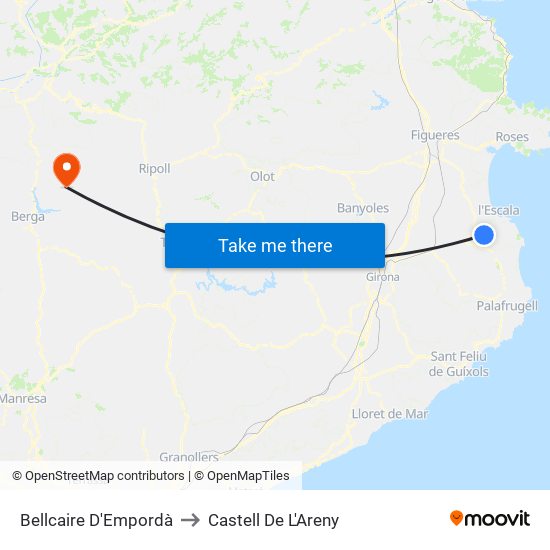 Bellcaire D'Empordà to Castell De L'Areny map