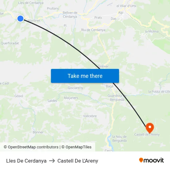 Lles De Cerdanya to Castell De L'Areny map