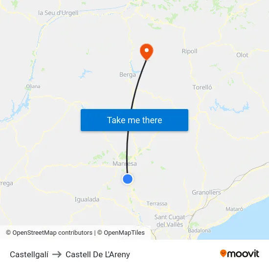 Castellgalí to Castell De L'Areny map