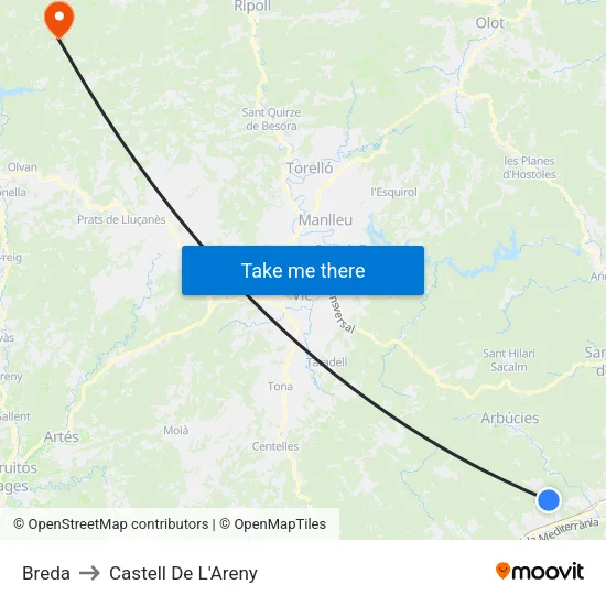 Breda to Castell De L'Areny map