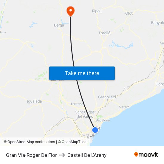 Gran Via-Roger De Flor to Castell De L'Areny map