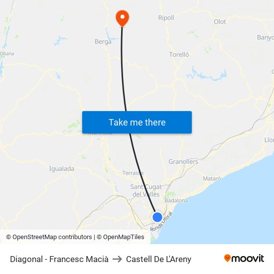Diagonal - Francesc Macià to Castell De L'Areny map