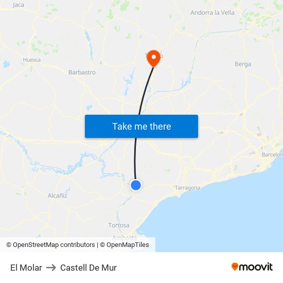 El Molar to Castell De Mur map
