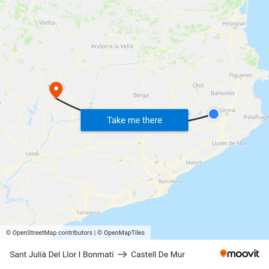 Sant Julià Del Llor I Bonmatí to Castell De Mur map