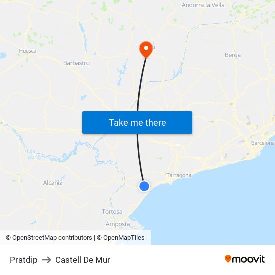Pratdip to Castell De Mur map