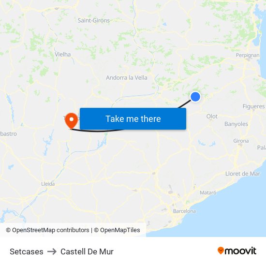 Setcases to Castell De Mur map