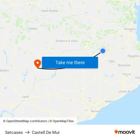 Setcases to Castell De Mur map