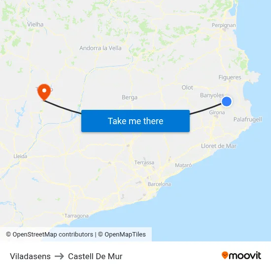 Viladasens to Castell De Mur map