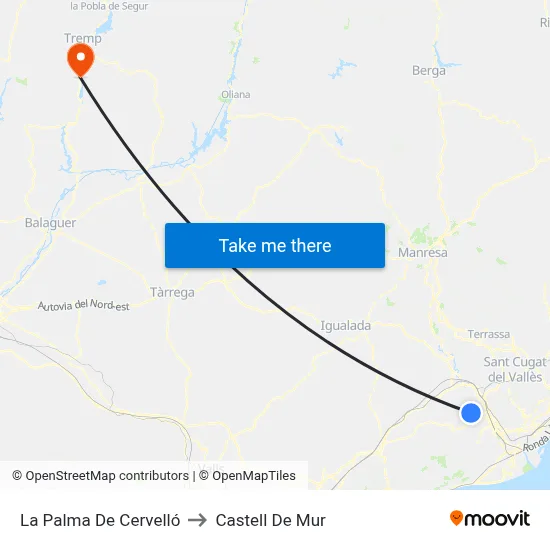 La Palma De Cervelló to Castell De Mur map