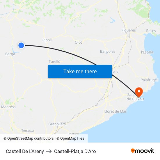 Castell De L'Areny to Castell-Platja D'Aro map