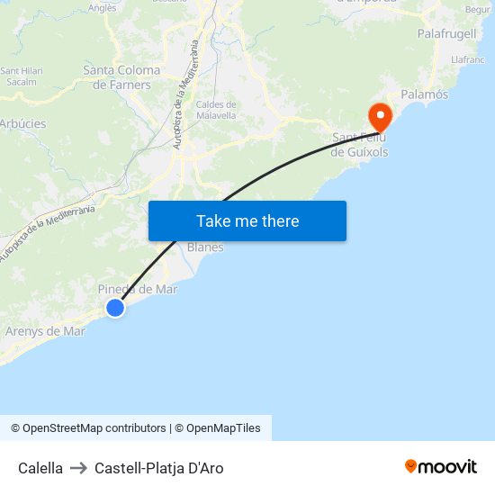 Calella to Castell-Platja D'Aro map