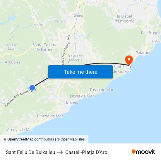 Sant Feliu De Buixalleu to Castell-Platja D'Aro map