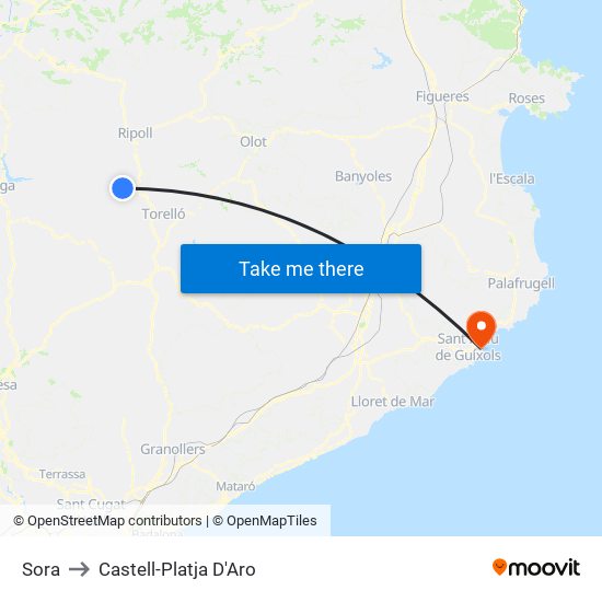 Sora to Castell-Platja D'Aro map