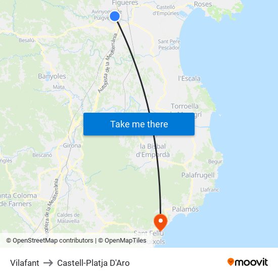 Vilafant to Castell-Platja D'Aro map