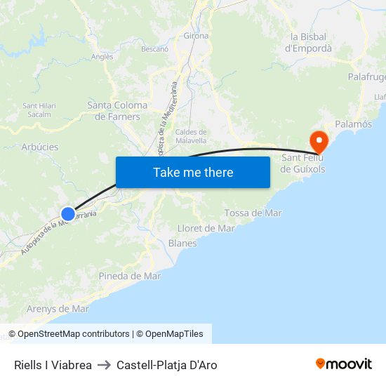 Riells I Viabrea to Castell-Platja D'Aro map