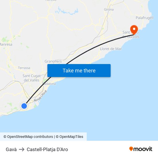 Gavà to Castell-Platja D'Aro map