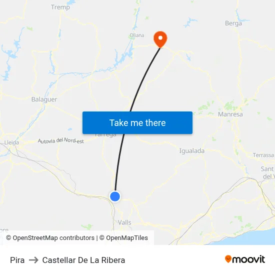 Pira to Castellar De La Ribera map