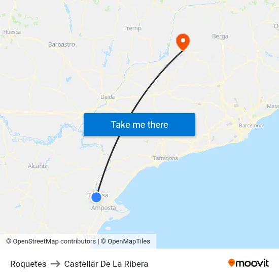 Roquetes to Castellar De La Ribera map