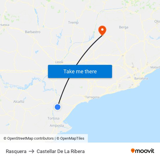 Rasquera to Castellar De La Ribera map