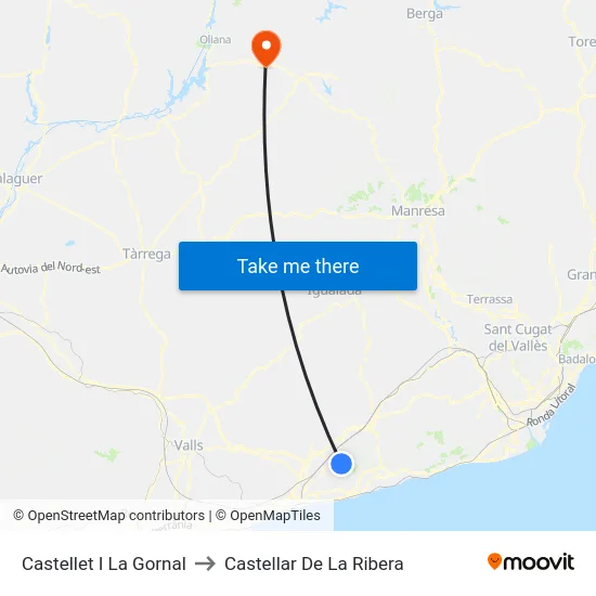 Castellet I La Gornal to Castellar De La Ribera map