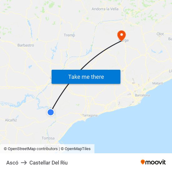 Ascó to Castellar Del Riu map