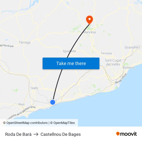 Roda De Barà to Castellnou De Bages map