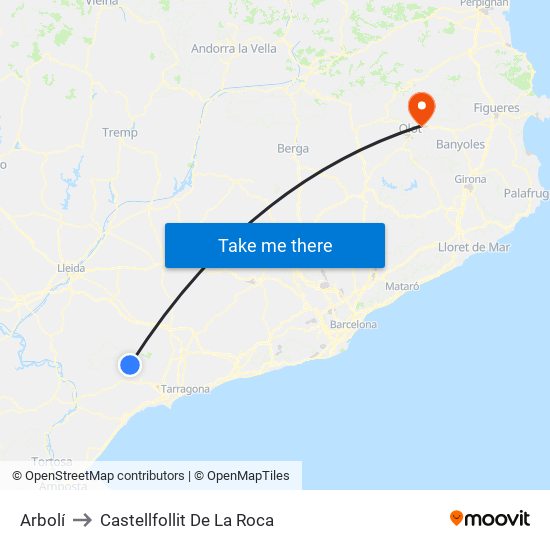 Arbolí to Castellfollit De La Roca map