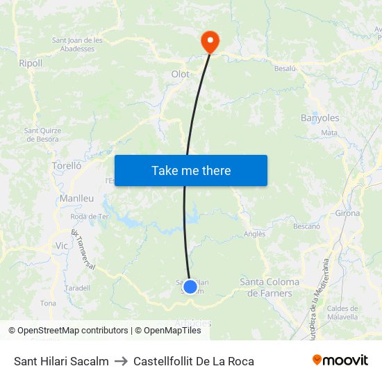 Sant Hilari Sacalm to Castellfollit De La Roca map