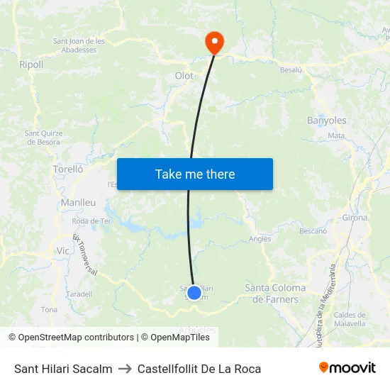 Sant Hilari Sacalm to Castellfollit De La Roca map