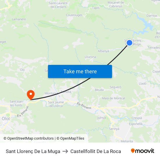 Sant Llorenç De La Muga to Castellfollit De La Roca map
