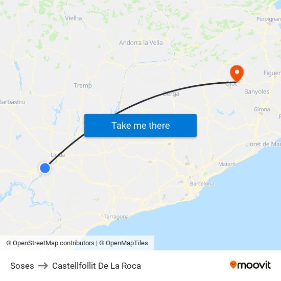 Soses to Castellfollit De La Roca map