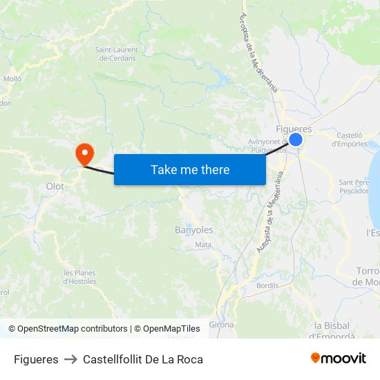 Figueres to Castellfollit De La Roca map