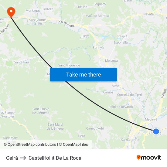 Celrà to Castellfollit De La Roca map