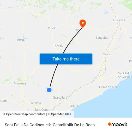 Sant Feliu De Codines to Castellfollit De La Roca map