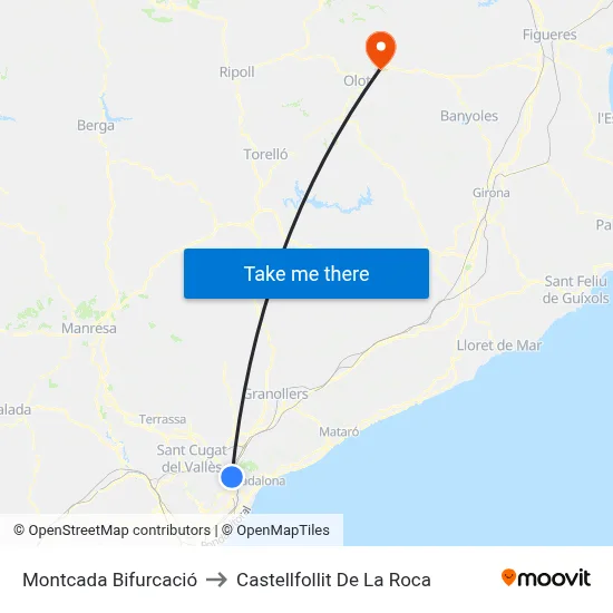 Montcada Bifurcació to Castellfollit De La Roca map