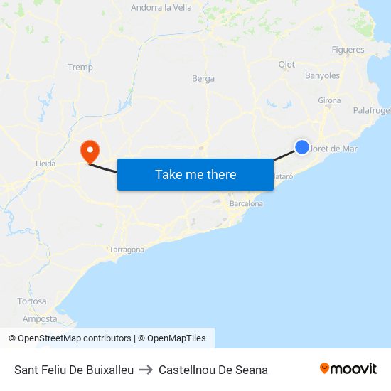 Sant Feliu De Buixalleu to Castellnou De Seana map