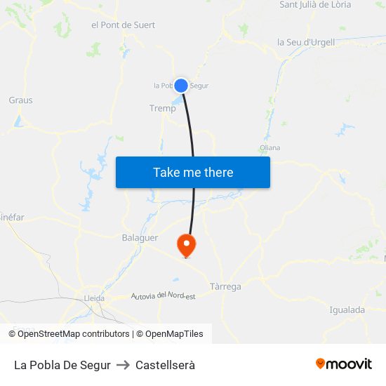 La Pobla De Segur to Castellserà map