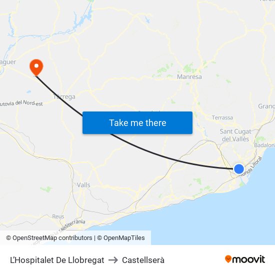 L’Hospitalet De Llobregat to Castellserà map