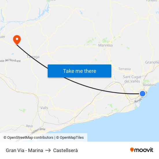 Gran Via - Marina to Castellserà map