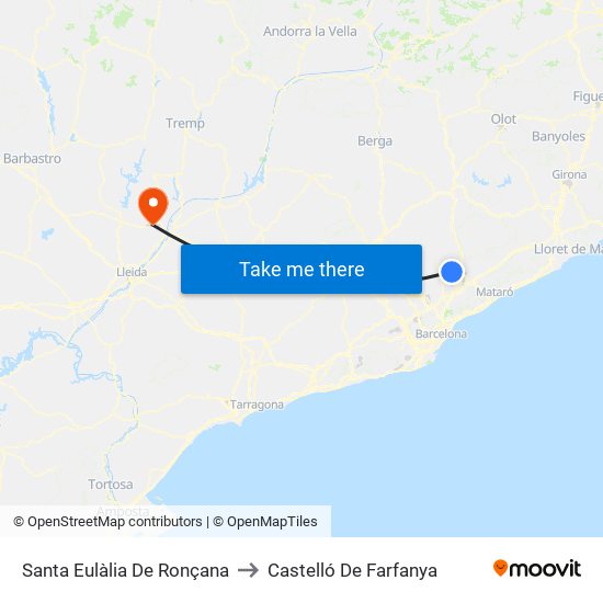 Santa Eulàlia De Ronçana to Castelló De Farfanya map