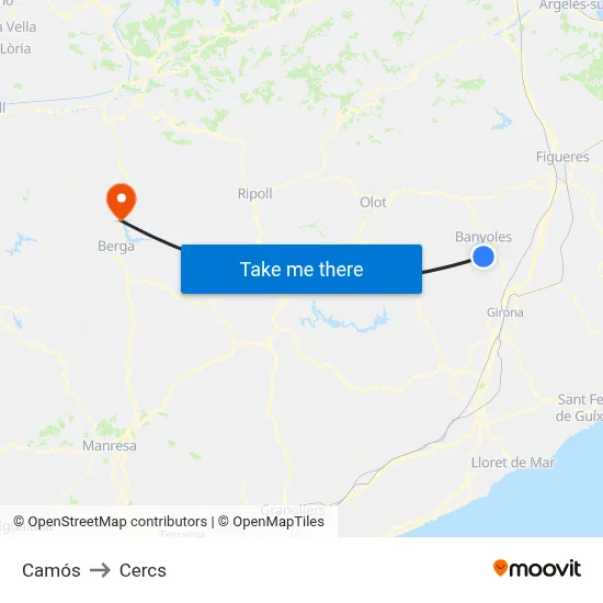 Camós to Cercs map