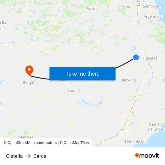 Cistella to Cercs map