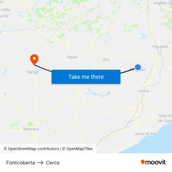 Fontcoberta to Cercs map