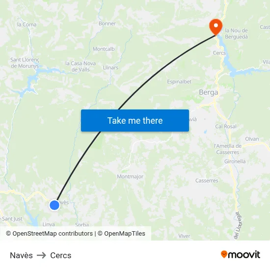 Navès to Cercs map