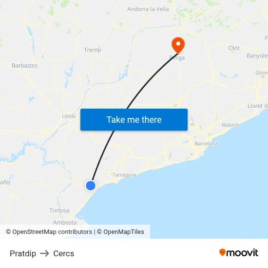 Pratdip to Cercs map