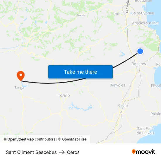 Sant Climent Sescebes to Cercs map