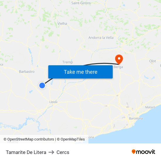 Tamarite De Litera to Cercs map